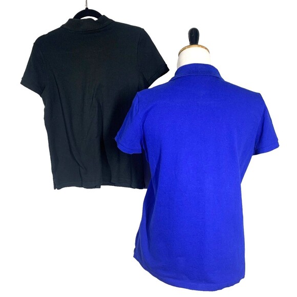 2 - Ralph Lauren Womens Size L 1-Blue 1-Black Polo Shirts Gold Buttons LRL Logo - Picture 3 of 7